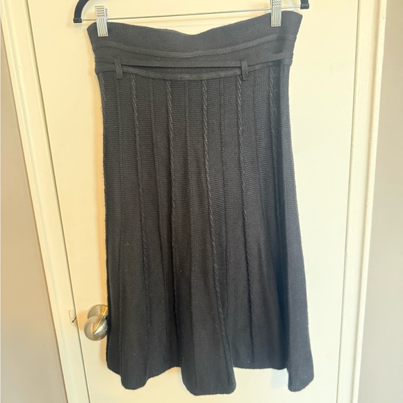 Lapis Black Ribbed Knit A-Line Skirt | Tie Waist | Size M - Picture 8 of 8